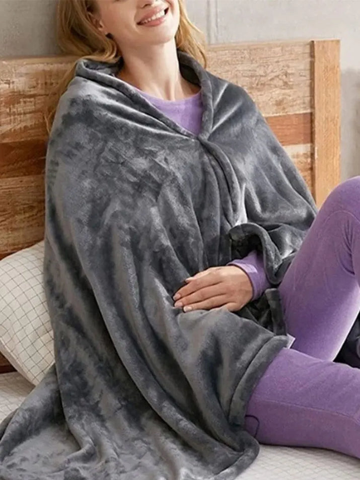 USB Electric Heated Blanket 3 Heating Levels Fleece Heated Blanket Wearable Heating Lap Blanket Quickly Heated Cape Pad